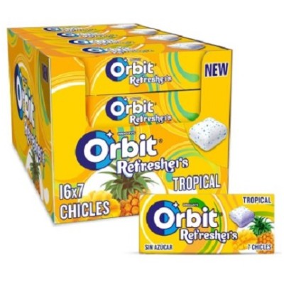 Orbit Refreshers sabor TROPICAL caja de 16 paquetes