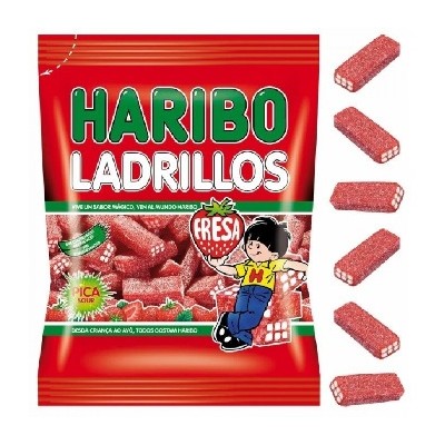 LADRILLO regaliz Fresa bolsa 100 grs caja 18 und HARIBO