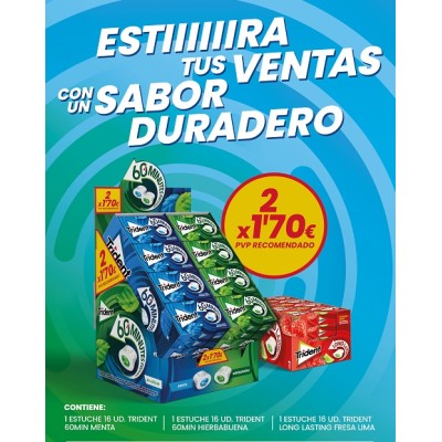 PACK chicle TRIDENT 60 minutos