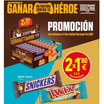 Lote SNICKERS & TWIX caramelo 48und.