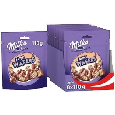 Milka MINI WAFER 110 gr. 8 bolsitas por caja