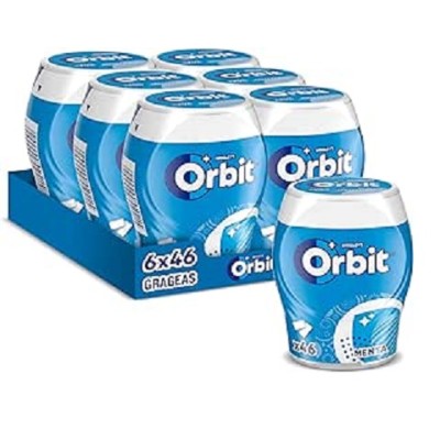 BOTE ORBIT MENTA bandeja de 6 bote de 46 grageas