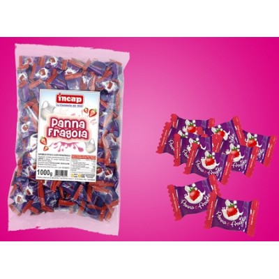 Caramelo PANNA FRAGOLA bolsa 1kg. INTERDULCES