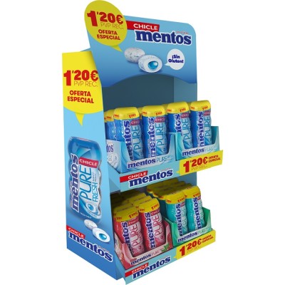 EXPOSITOR MENTOS CHICLE 4 sabores 40 und.