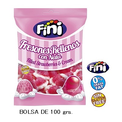 Fresones FINI rellenos de nata 12 uds de 90 gr Precio 1 ud