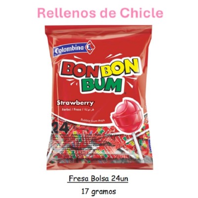 BONBON BUM FRESA bolsa de 24 unds.