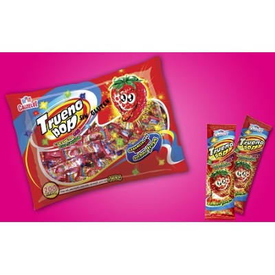 CARAMELOS FRESA TRUENO POP BOLSA 200 uds